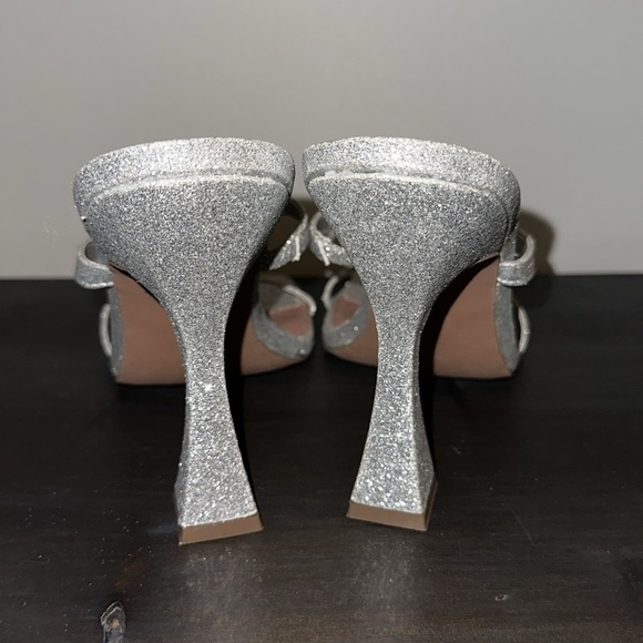 Like New ASOS silver glitter square toe heels square heel shimmer NYE - Picture 4 of 6